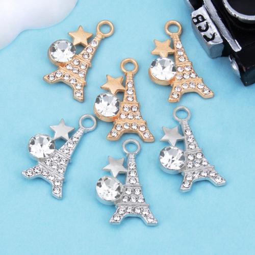 Zinc Alloy Rhinestone Pendants, plated, DIY & with rhinestone 