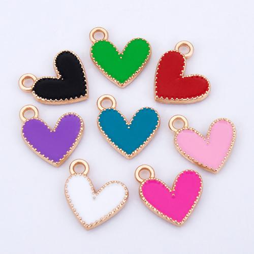 Zinc Alloy Enamel Pendants, Heart, plated, DIY 