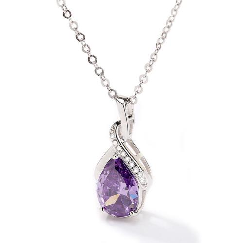 Sterling Silver Jewelry Necklace, 925 Sterling Silver, with 5cm extender chain, for woman & with rhinestone pendant size Approx 40 cm 