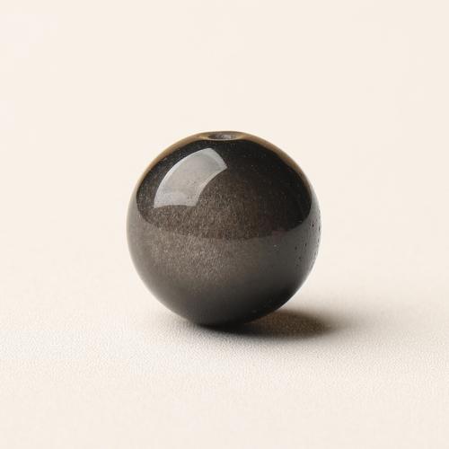 1つの宝石ビーズ, シルバー+オブシディアン, ラウンド形, DIY & 異なるサイズの選択, 売り手 パソコン