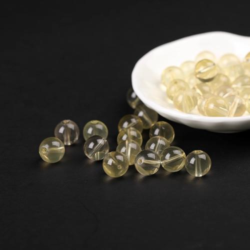 Natural Lemon Quartz Beads, Round, polished, DIY 