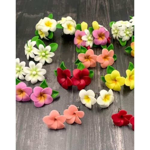 Polymer Clay Stud Earring, Flower & for woman 20mm 