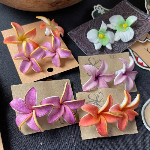 Polymer Clay Stud Earring, Flower & for woman 20mm 