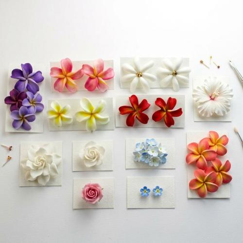 Polymer Clay Stud Earring, Flower & for woman 20mm 