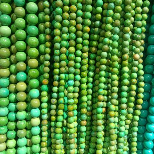 Single Gemstone Beads, Phoenix Turquoise, Round, polished, DIY green 