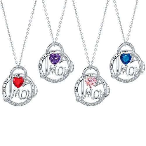 Brass Necklace, with 304 Stainless Steel Chain, with 5cm extender chain, plated, cross chain & Mother Day Jewelry & micro pave cubic zirconia & for woman Approx 45 cm 