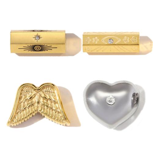 Stainless Steel Beads, 304 Stainless Steel, plated, DIY & with rhinestone 