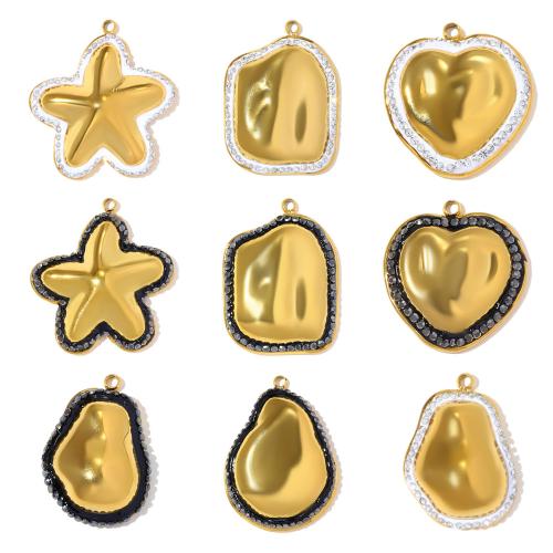 Rhinestone Stainless Steel Pendants, 304 Stainless Steel, with Clay, plated, DIY & with rhinestone 