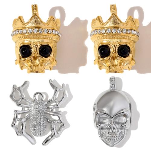 Stainless Steel Pendants, 304 Stainless Steel, with Natural Stone, plated, DIY & with rhinestone 