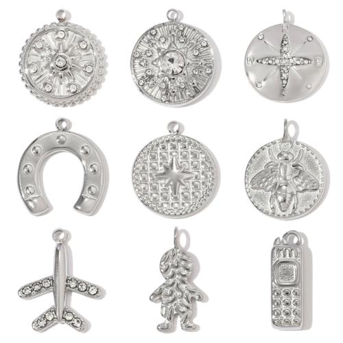 Stainless Steel Pendants, 304 Stainless Steel, polished, DIY & with rhinestone, original color 