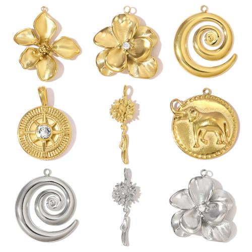 Stainless Steel Pendants, 304 Stainless Steel, plated, DIY & with rhinestone 