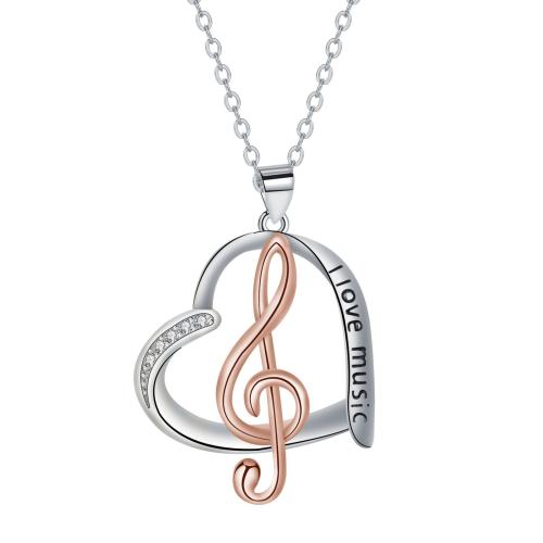 Brass Necklace, with 304 Stainless Steel Chain, with 5cm extender chain, Heart, plated, cross chain & Mother Day Jewelry & micro pave cubic zirconia & for woman Approx 45 cm 