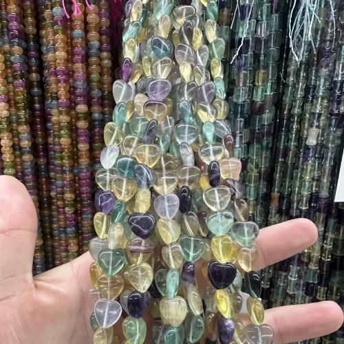 Fluorite Beads, Colorful Fluorite, Heart, DIY Approx 38 cm 