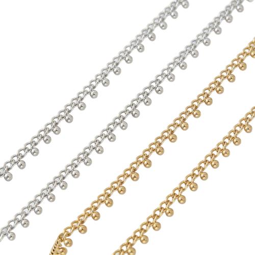 Stainless Steel Chain Jewelry, 304 Stainless Steel, plated, sideways chain & DIY Ball bearing size 2mm, chain size 2.8mm 