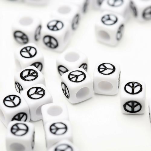 Schmelz Acryl Perlen, Quadrat, DIY & Emaille, weiß und schwarz, 6x6mm, ca. 3000PCs/Menge, 500G/Menge, verkauft von Menge