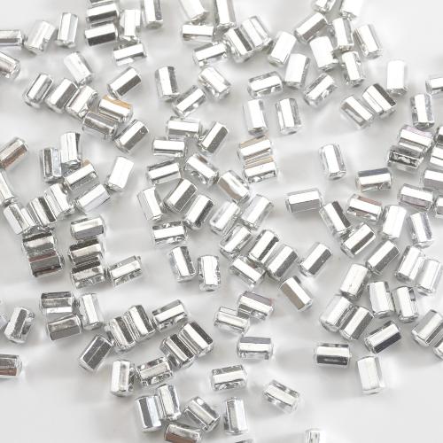 Beschichtung von Acryl-Perlen, Acryl, Geometrisches Muster, plattiert, DIY, Silberfarbe, 5x8mm, ca. 3600PCs/Menge, 500G/Menge, verkauft von Menge
