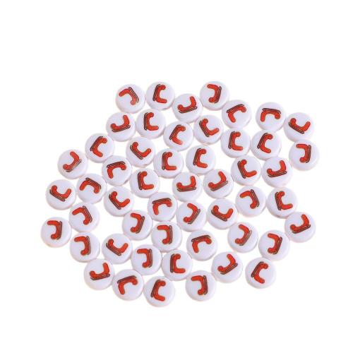 Kunstdruck Acrylperlen, Acryl, Weihnachts-Design & DIY & verschiedene Stile für Wahl, 5x10mm, 1000PCs/Tasche, verkauft von Tasche