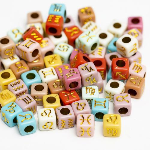 Acryl Alphabet Perlen, Quadrat, DIY & Emaille, keine, 7x7mm, ca. 1600PCs/Menge, 500G/Menge, verkauft von Menge