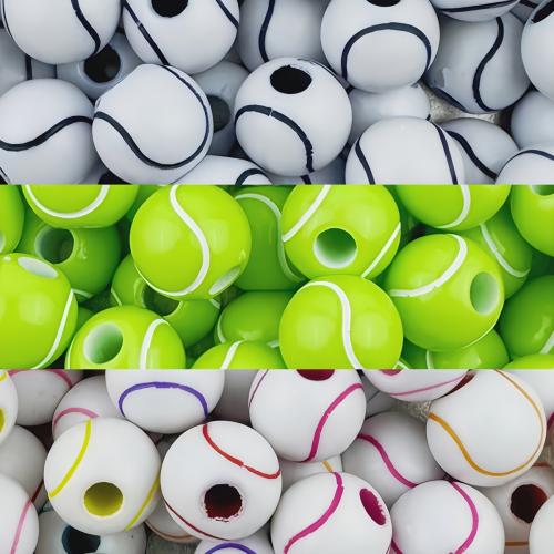 Kunstdruck Acrylperlen, Acryl, Tennisball, DIY, keine, 11mm, Bohrung:ca. 3mm, 30PCs/Tasche, verkauft von Tasche