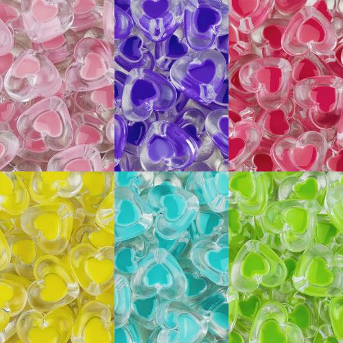 Abalorios en Abalorios de Acrílico, Corazón, Bricolaje, más colores para la opción, 18x10mm, agujero:aproximado 2.2mm, 10PCs/Bolsa, Vendido por Bolsa