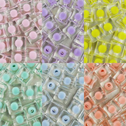 Abalorios en Abalorios de Acrílico, Cuadrado, Bricolaje, más colores para la opción, 12mm, agujero:aproximado 2.8mm, 10PCs/Bolsa, Vendido por Bolsa