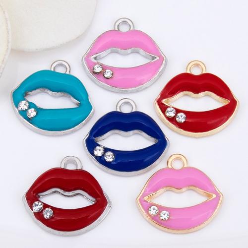 Zink Legierung Emaille Anhänger , Zinklegierung, Lippe, plattiert, DIY & mit Strass, keine, 16x15mm, verkauft von PC