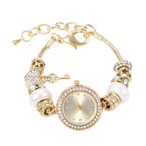 Zinc Alloy Watch Bracelet, with Glass & 304 Stainless Steel, plated, for woman & with rhinestone watch size watch dial  size 