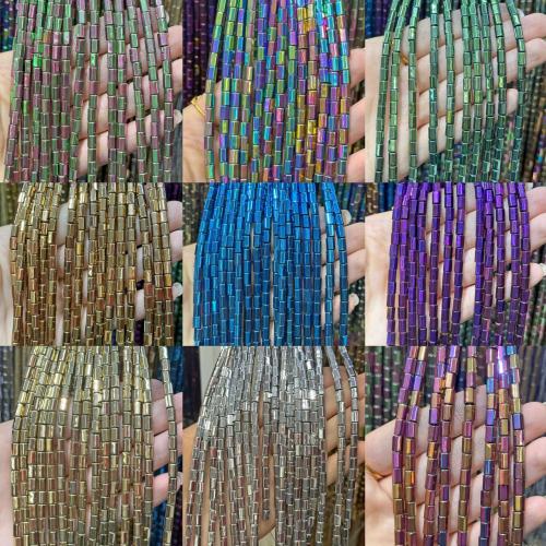 Single Gemstone Beads, Column, plated, DIY Approx 38 cm 