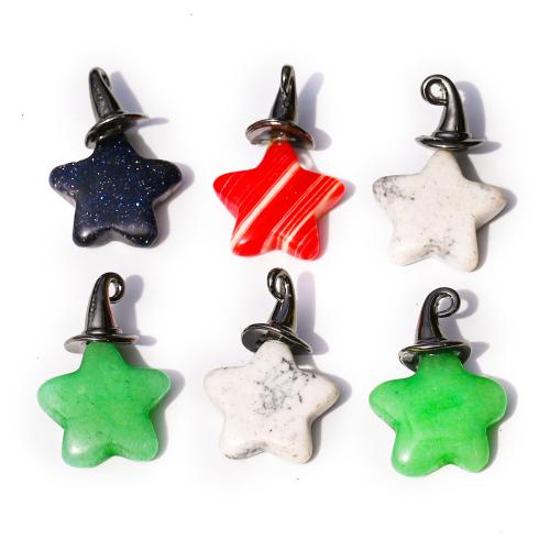 Synthetischer Edelstein Anhänger, mit Zinklegierung, Stern, poliert, DIY & verschiedenen Materialien für die Wahl, 6x28mm, verkauft von PC