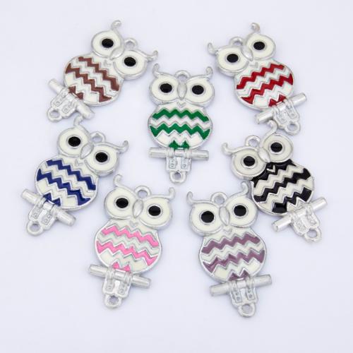 Emaille Zink Legierung Connector, Zinklegierung, Eule, plattiert, DIY & 1/1-Schleife, keine, 17x33mm, verkauft von PC