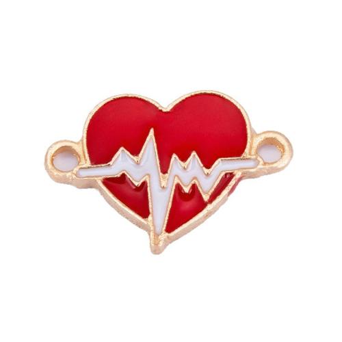 Emaille Zink Legierung Connector, Zinklegierung, Herz, plattiert, DIY & 1/1-Schleife, rot, 21x14mm, verkauft von PC