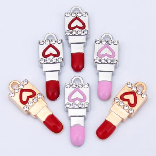 Zink Legierung Emaille Anhänger , Zinklegierung, Lippenstift, plattiert, DIY & mit Strass, keine, 8x23mm, verkauft von PC