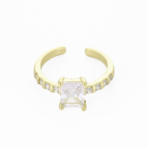 Befestigter Zirkonia Messingring Fingerring, Messing, Geometrisches Muster, goldfarben plattiert, Micro pave Zirkonia & für Frau, verkauft von PC