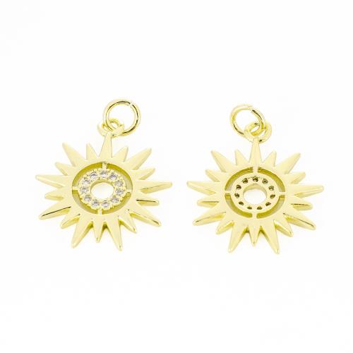 Befestigter Zirkonia Messing Anhänger, Sonne, goldfarben plattiert, DIY & Micro pave Zirkonia & hohl, 21x18x2mm, verkauft von PC