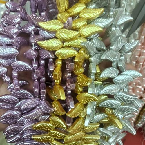 Südsee Muschelperlen, Muschelkern, Blatt, DIY, keine, beads size 8*17-18mm, ca. 50PCs/Strang, verkauft von Strang