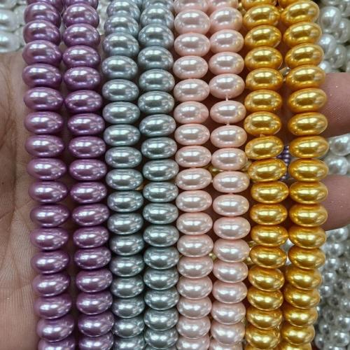 Südsee Muschelperlen, Muschelkern, Abakus,Rechenbrett, DIY, keine, 6x10mm, ca. 65PCs/Strang, verkauft von Strang