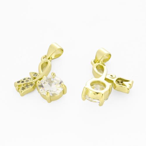 Befestigter Zirkonia Messing Anhänger, goldfarben plattiert, DIY & Micro pave Zirkonia, 22x17x5mm, verkauft von PC