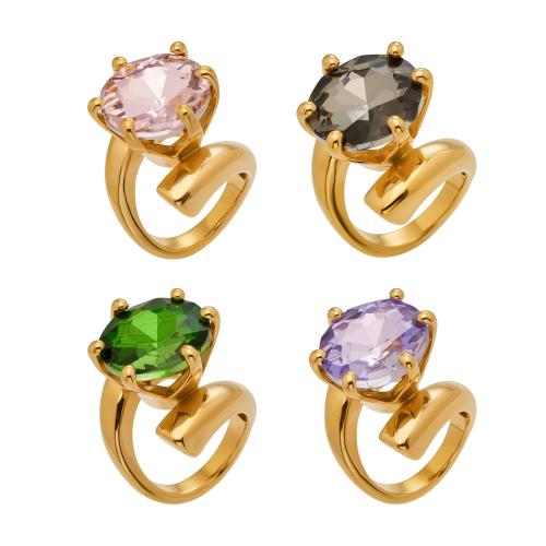 立方のジルコニア ステンレス鋼指のリング, 304ステンレススチール, とともに キュービックジルコニア, 真空イオンプレーティング, 異なるサイズの選択 & 女性用, 無色, 23mm, 売り手 パソコン