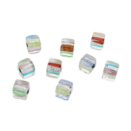 Vernickelt Glasperlen, Glas, Quadrat, DIY, keine, 8mm, Bohrung:ca. 2mm, verkauft von PC