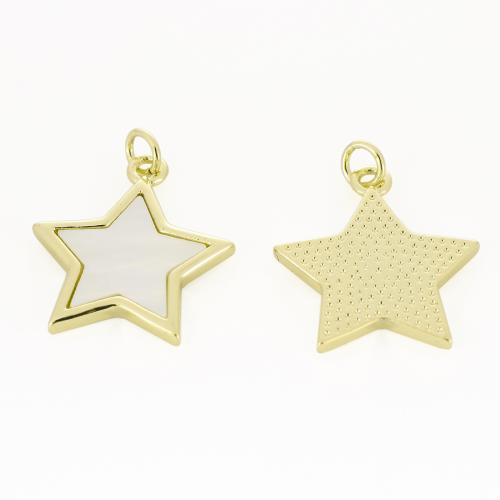 Messing Muschel Anhänger, Stern, goldfarben plattiert, DIY, 23x20x2mm, verkauft von PC