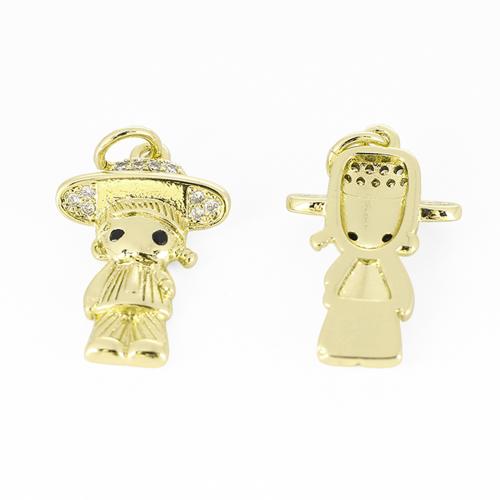 Befestigter Zirkonia Messing Anhänger, Charakter, goldfarben plattiert, DIY & Micro pave Zirkonia, verkauft von PC