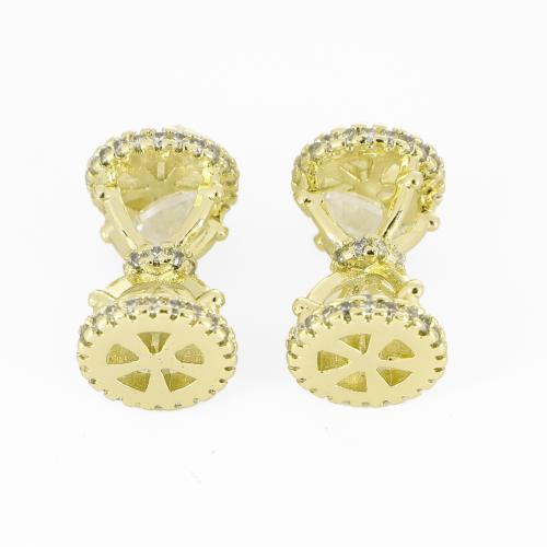 Befestigter Zirkonia Messing Anhänger, Sanduhr, goldfarben plattiert, DIY & Micro pave Zirkonia, 23x10x10mm, verkauft von PC