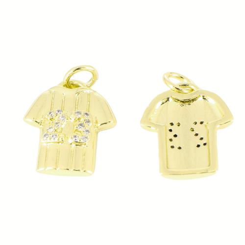 Befestigter Zirkonia Messing Anhänger, Bekleidung, goldfarben plattiert, DIY & Micro pave Zirkonia, 18x14x3mm, verkauft von PC