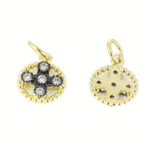 Befestigter Zirkonia Messing Anhänger, goldfarben plattiert, DIY & Micro pave Zirkonia, 15x10x2mm, verkauft von PC