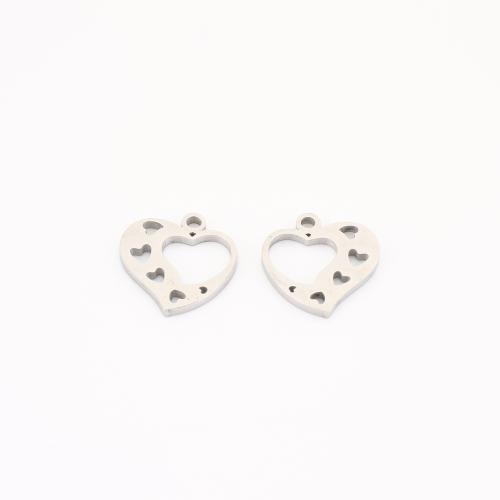 Edelstahl Herz Anhänger, 304 Edelstahl, DIY & hohl, originale Farbe, 15x14x1mm, verkauft von PC