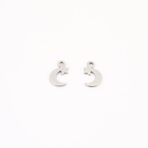 Edelstahl Anhänger, 304 Edelstahl, Mond und Sterne, DIY, originale Farbe, 11x7x1mm, verkauft von PC