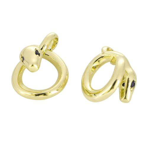 Befestigter Zirkonia Messing Anhänger, Schlange, goldfarben plattiert, DIY & Micro pave Zirkonia & hohl, 20x14x10mm, verkauft von PC