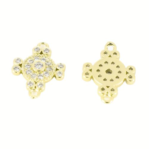 Befestigter Zirkonia Messing Anhänger, goldfarben plattiert, DIY & Micro pave Zirkonia, 15x12x2mm, verkauft von PC