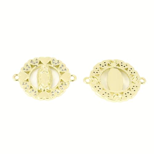 Befestiger Zirkonia Messing Schmuckverbinder, goldfarben plattiert, DIY & Micro pave Zirkonia & hohl, 19x24x3mm, verkauft von PC