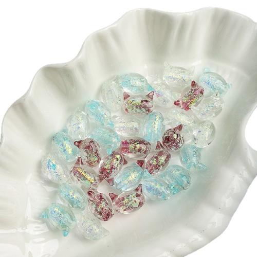 Vernickelt Glasperlen, Glas, Katze, DIY, keine, 15x13mm, Bohrung:ca. 2mm, verkauft von PC